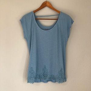 Blue pink rose top